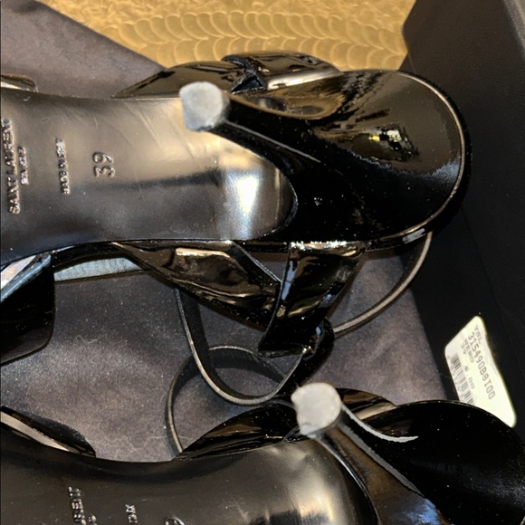Authentic Saint Laurent YSL Black Patent Leather Tribute Heels Stiletto Pumps - Picture 10 of 16